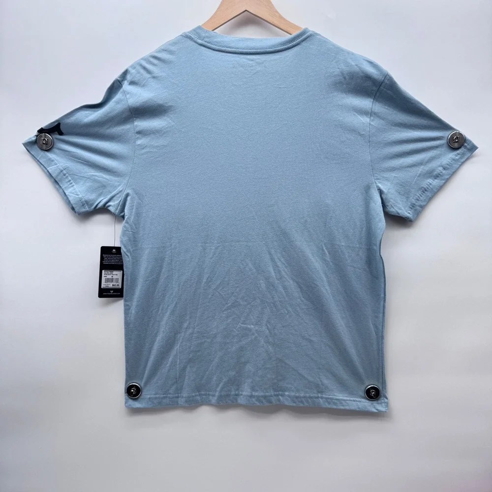 True Religion Blocky Puff Tee Arona Blue Buddha World Tour Shirt 700969 Mens M